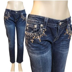 Missme size 31 embelished blue jeans rhinestones signature ankle skinny